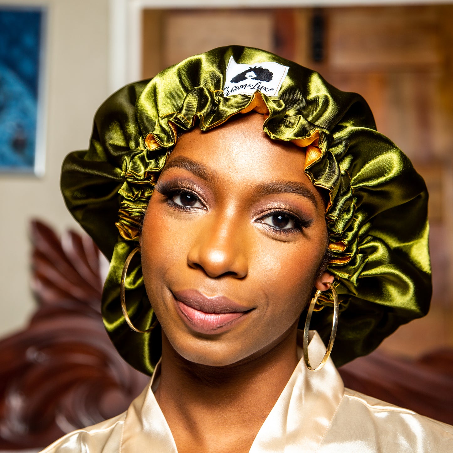 GreenxGold Adjustable Reversible Satin Bonnet