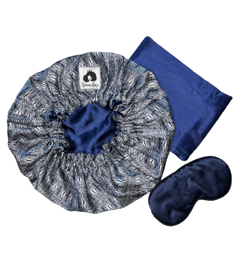 Tribal Navy Ultimate Sleep Combo (Bonnet+Pillowcase+Sleep Mask)